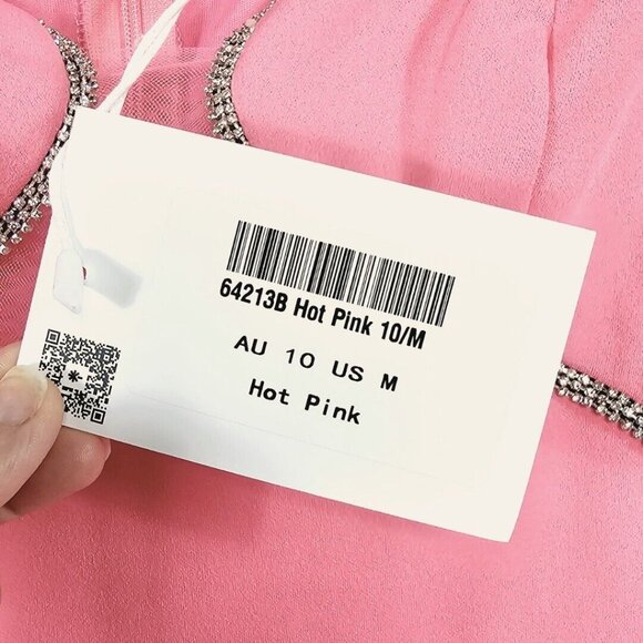 Saints & Secrets Off Shoulder Mini Dress M Pink Diamante Coquette Party Cocktail - Picture 9 of 14